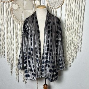 J. Jill | Pure Jill Gray Taupe and Navy Velvet Jacket Size M